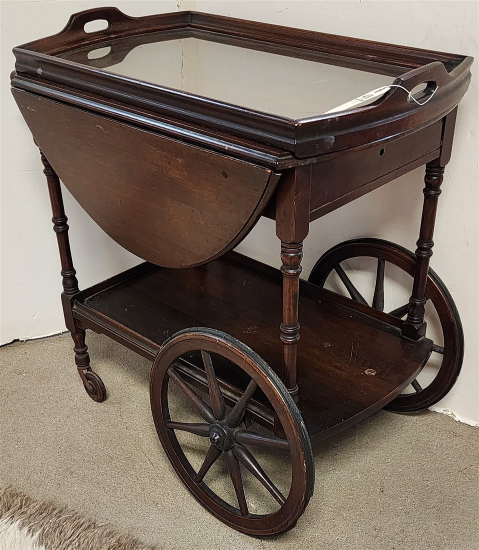 Mahogany Tea Cart w/Tray Top 29 1/2" H X 30" W X18" D (1 of 3)