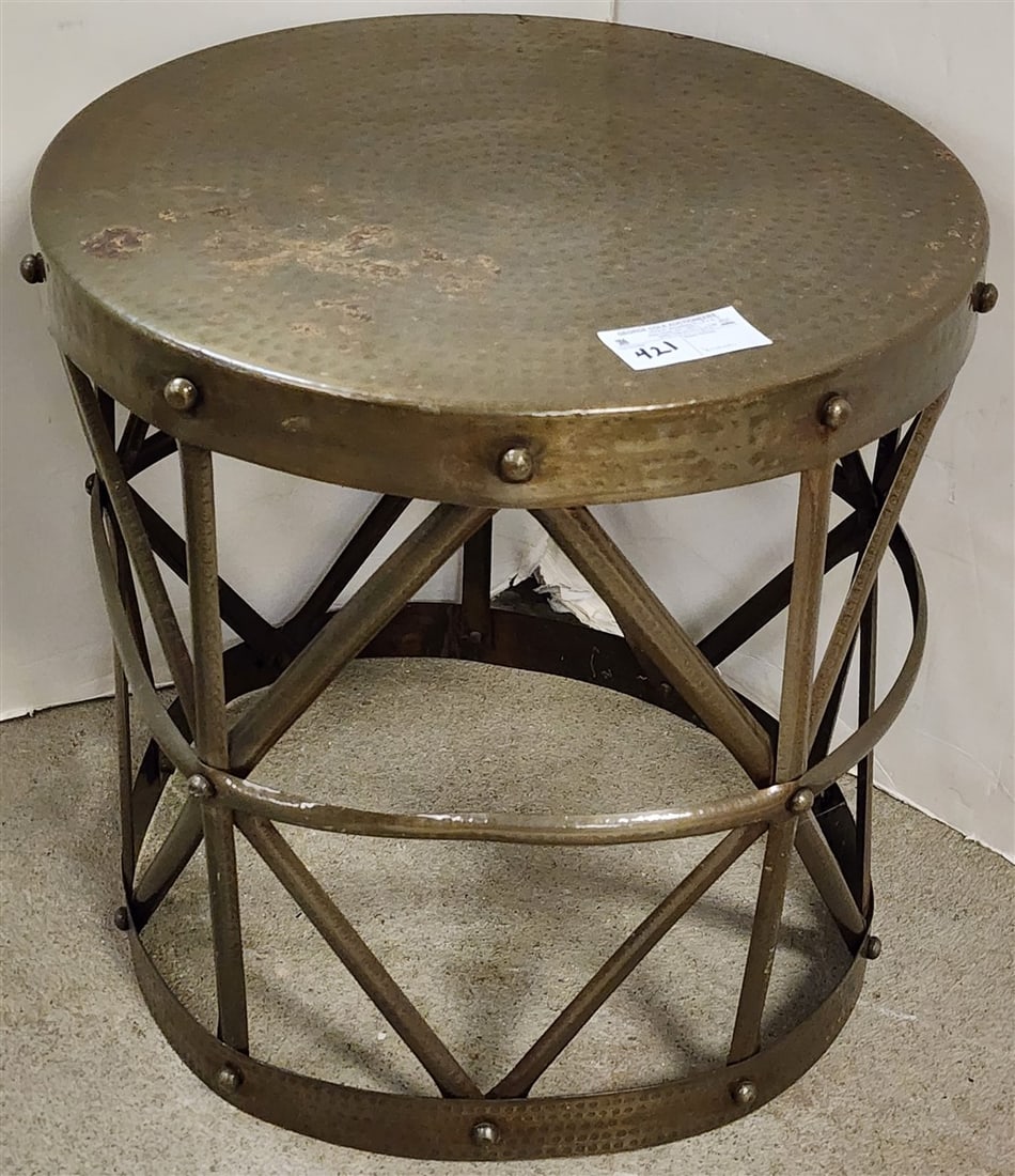 Hammered Brass Stand 20" H X 20" Diam.: Hammered Brass Stand 20" H X 20" Diam.