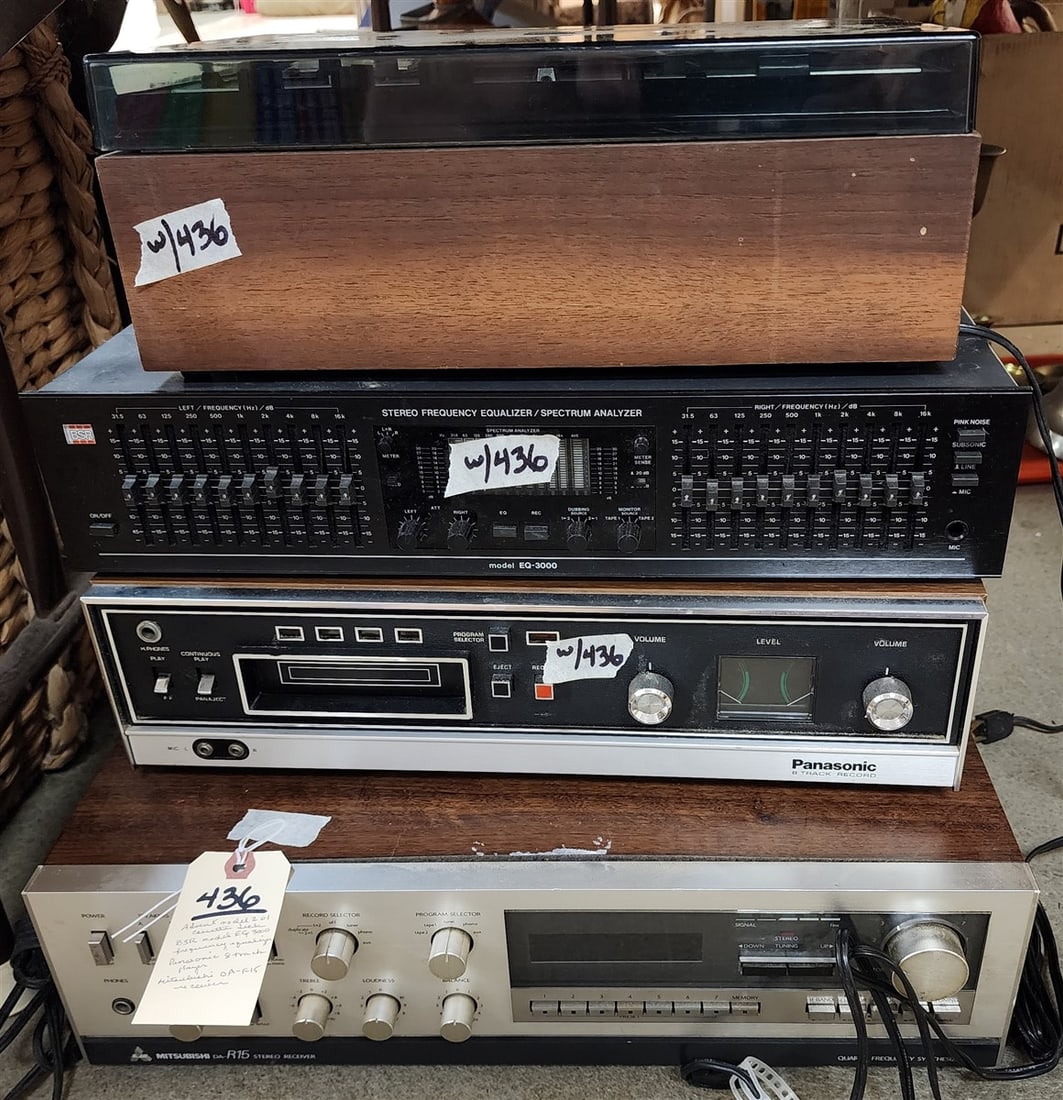 Advent Model 201 Cassette Tape Deck, BSR Model EQ-3000 Frequency Equalizer, Panasonic 8 Track (1 of 6)