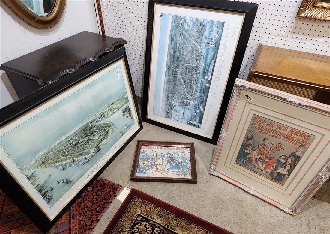 Lot 4 Framed Items - Prints NY + City Of Brooklun 23 1/2" X 35 1/2" w/Frame 28 1/2" X 41 1/2", (1 of 7)