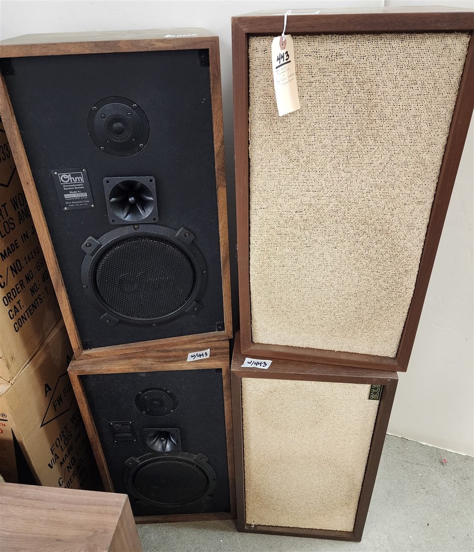 Pr. KLH Model 6 Speakers 24" H X 13" W X 12" D + Pr. Ohm Model K Speakers 23" H X 13" W X 12 1/2" D (1 of 8)