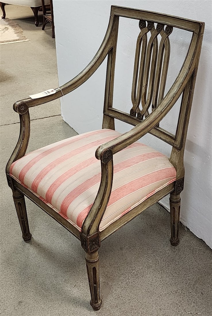 19th C Neoclassical Armchair 34" H X 21" W X 18" D (1 of 3)