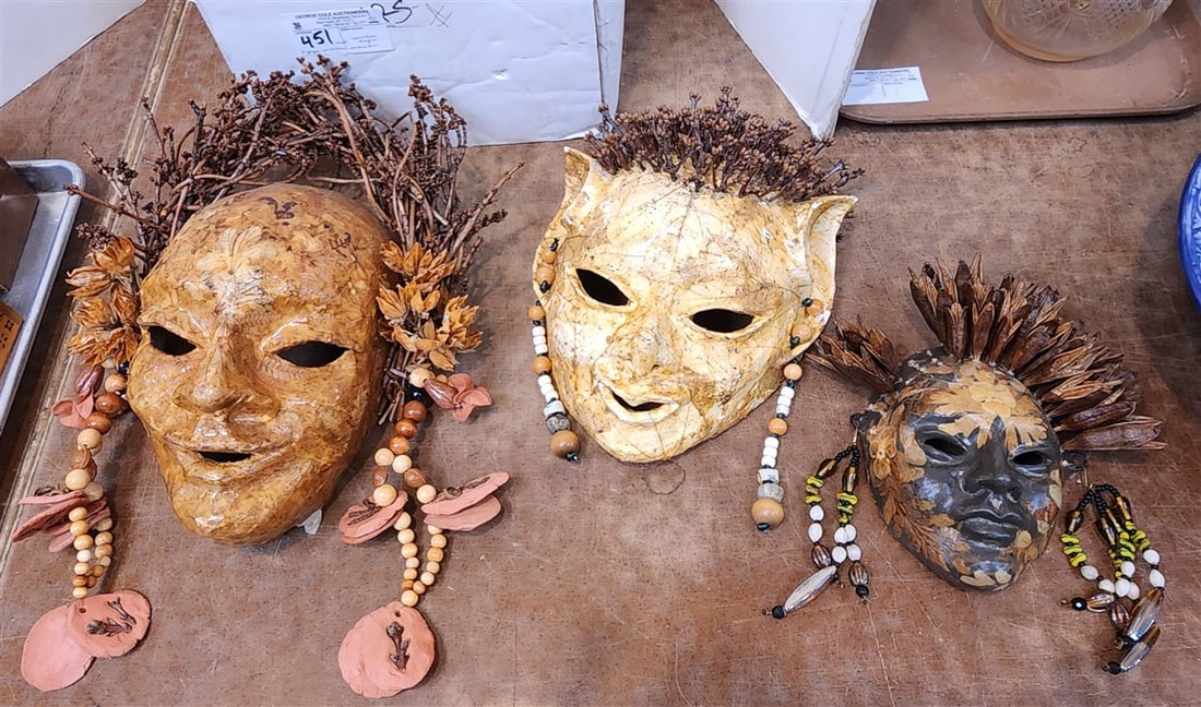 Bx 2 Paper Mache Masks Sgnd Morris Kapar (1 of 5)