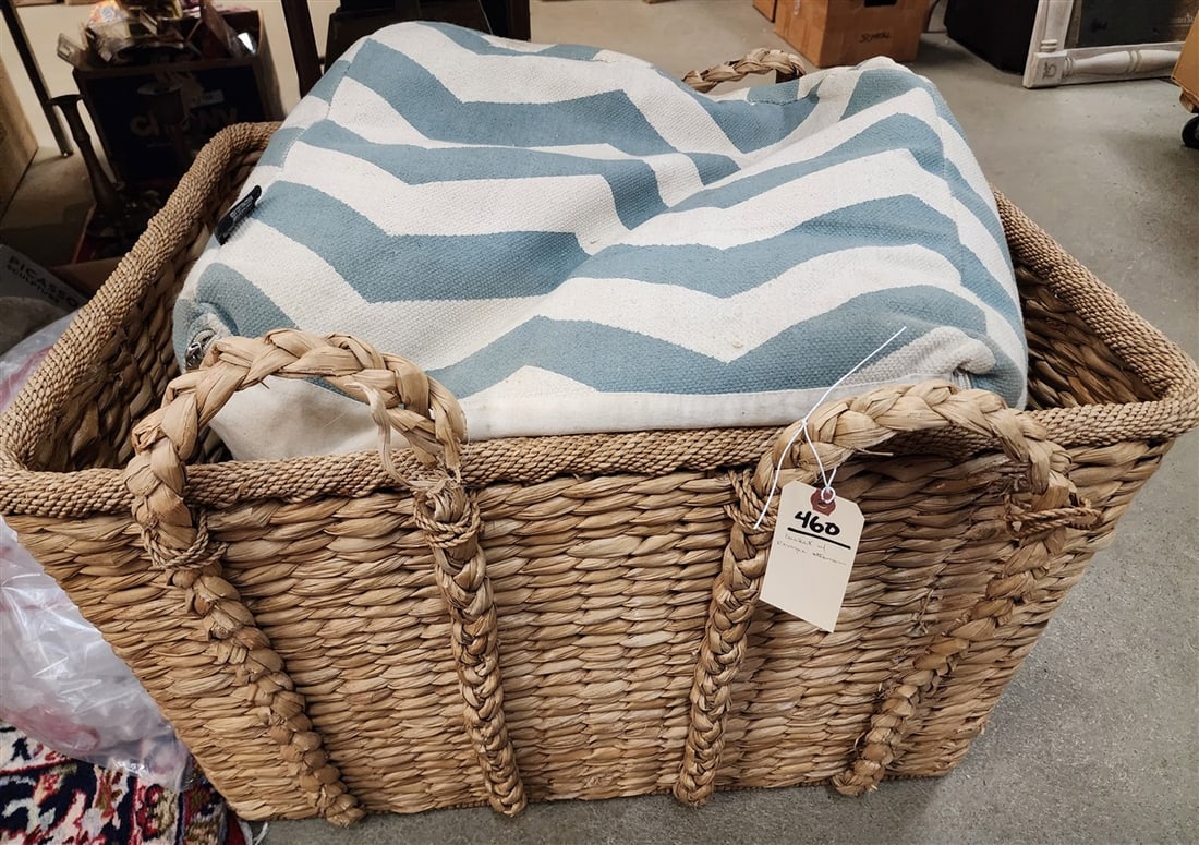 Large Basket 19" H X 30" W X 22" D + Envogue Ottoman: Large Basket 19" H X 30" W X 22" D + Envogue Ottoman