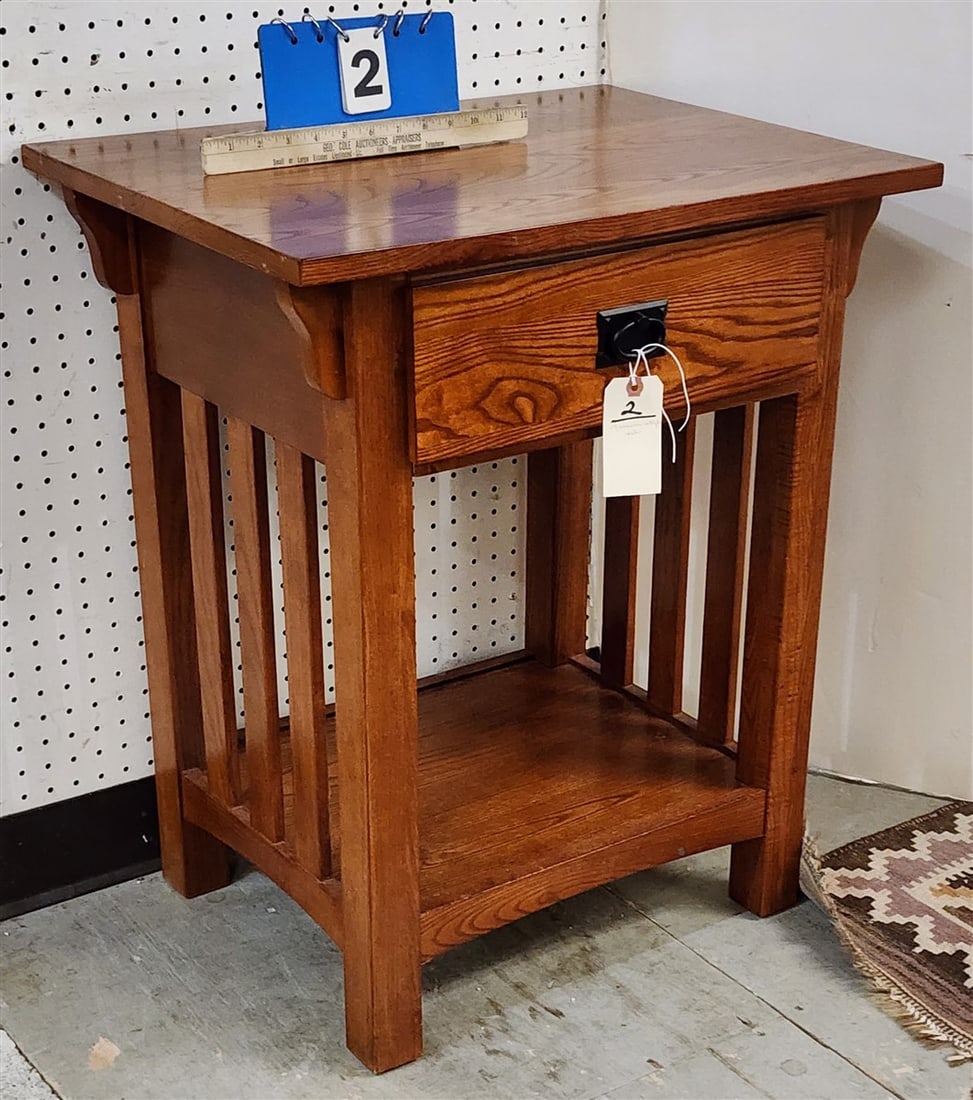 Mission Style Oak One Drawer Stand 28 1/2" H X 24" W X 11" D (1 of 2)