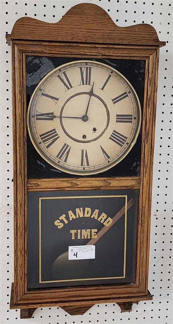 19th C Oak Regulator 35" H X 15 1/2" W X 5 1/4" D (1 of 3)
