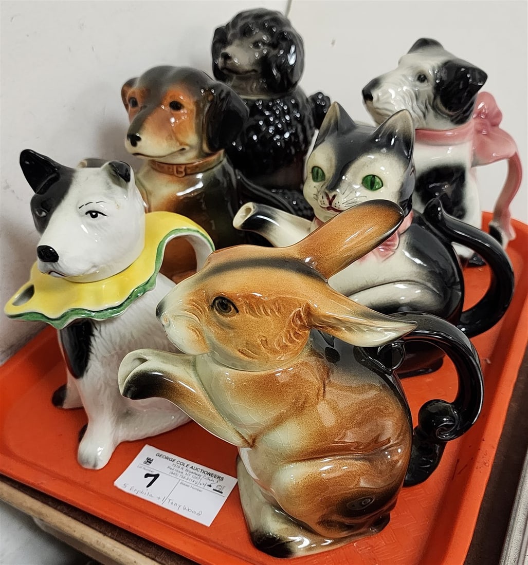 Tray Figural Tea Pots - 5 Erphila, 1 Tony Wood (1 of 13)