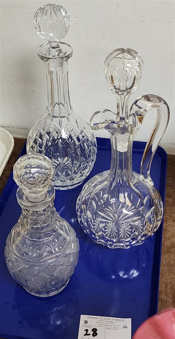 Tray Cut Glass - Waterford Decanter 13", Ewer 13" + Decanter 9 1/2" (1 of 1)