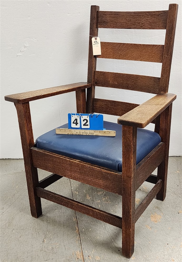Vintage Mission Oak Armchair 40 1/2" H X 27 1/2" W X 18 1/2" D (1 of 2)