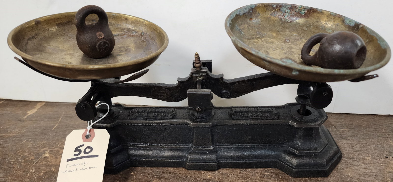 French Cast Iron Scale 6" H X 14" W X 6" D: French Cast Iron Scale 6" H X 14" W X 6" D