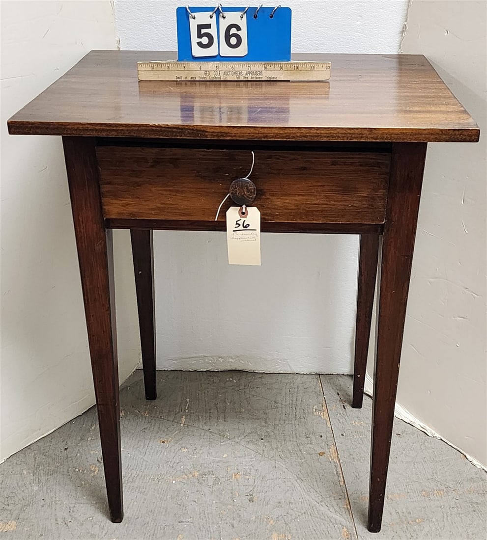 19th C Country Hepplewhite Walnut 1 Drawer Stand 30" H X 24" W X 20" D (1 of 2)