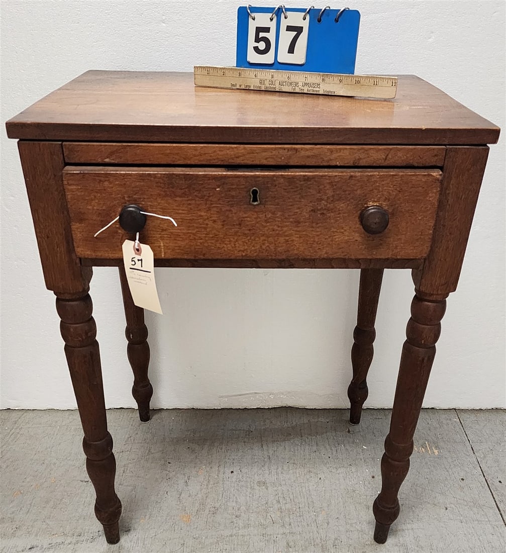 19th C Country Sheraton Lift Top 1 Drawer Stand 29 1/2" H X 22 1/2" W X 17 1/2" D (1 of 7)