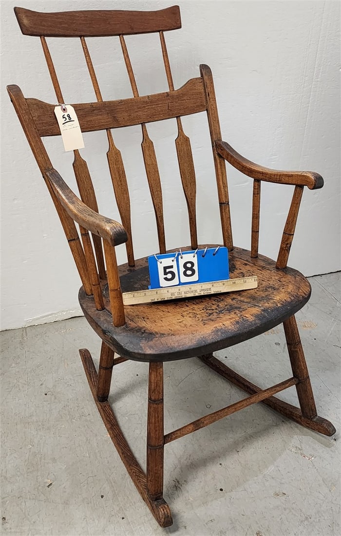 19th C Comb Back Windsor Armchair Rocker 37 1/2" X 20" W X 16" D (1 of 2)