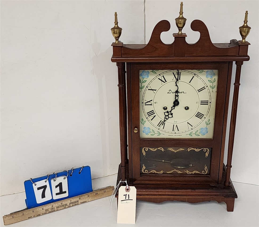 Daneker Mantel Clock 21 3/4" H X 14" W X 6 1/2" D: Daneker Mantel Clock 21 3/4" H X 14" W X 6 1/2" D