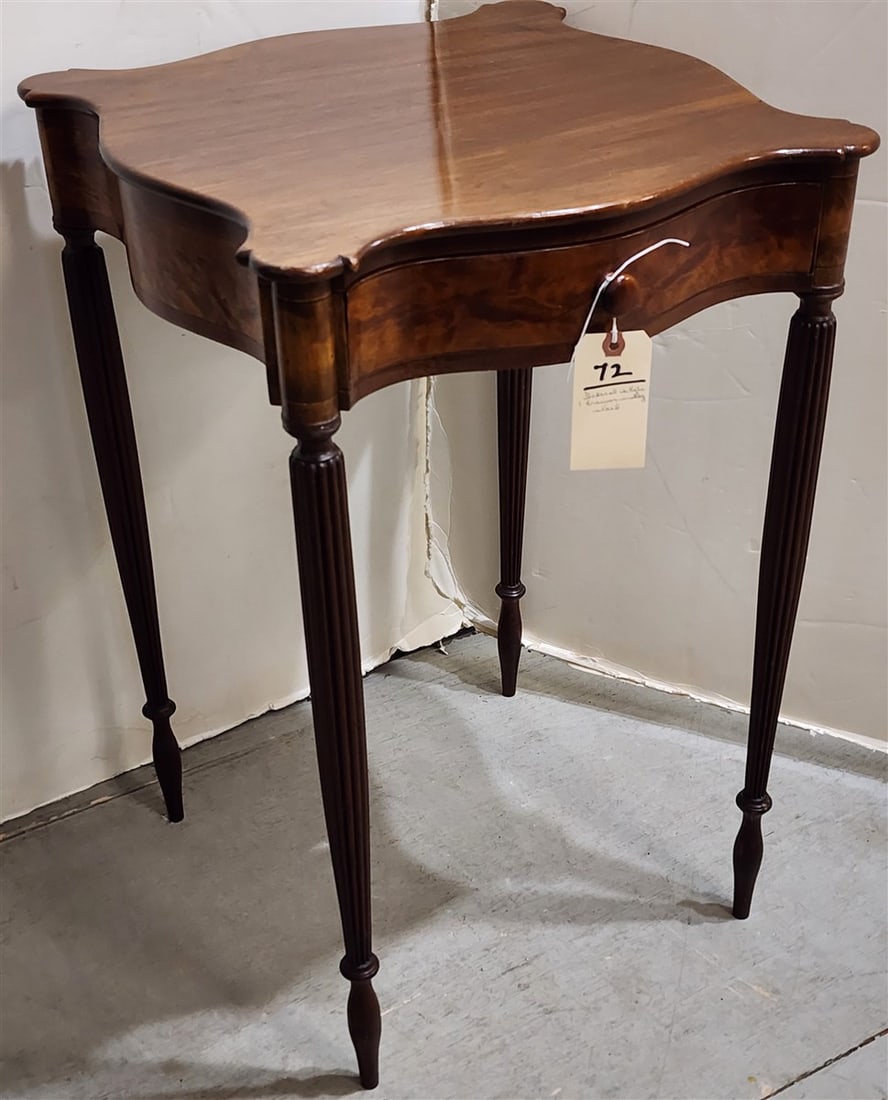Federal Style Mahogany 1 Drawer Stand w/Inlay 27 1/2" H X 17 1/2" W X 17" D (1 of 3)