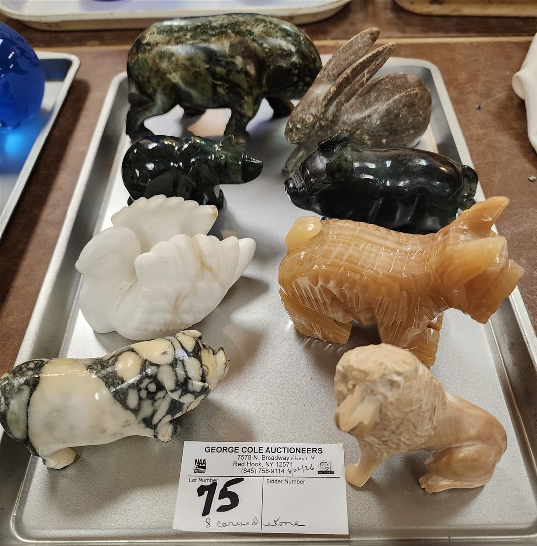 Tray 8 Carved Stone Animals: Tray 8 Carved Stone Animals