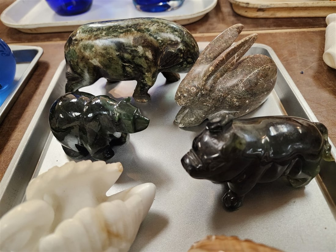 Tray 8 Carved Stone Animals - 2