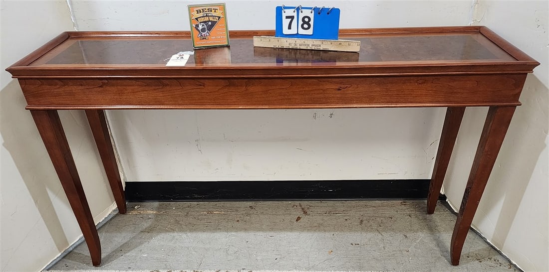 Stickley Cherry & Burl Walnut Console Table 28 1/2" H X 52" W X 14" D: Stickley Cherry & Burl Walnut Console Table 28 1/2" H X 52" W X 14" D