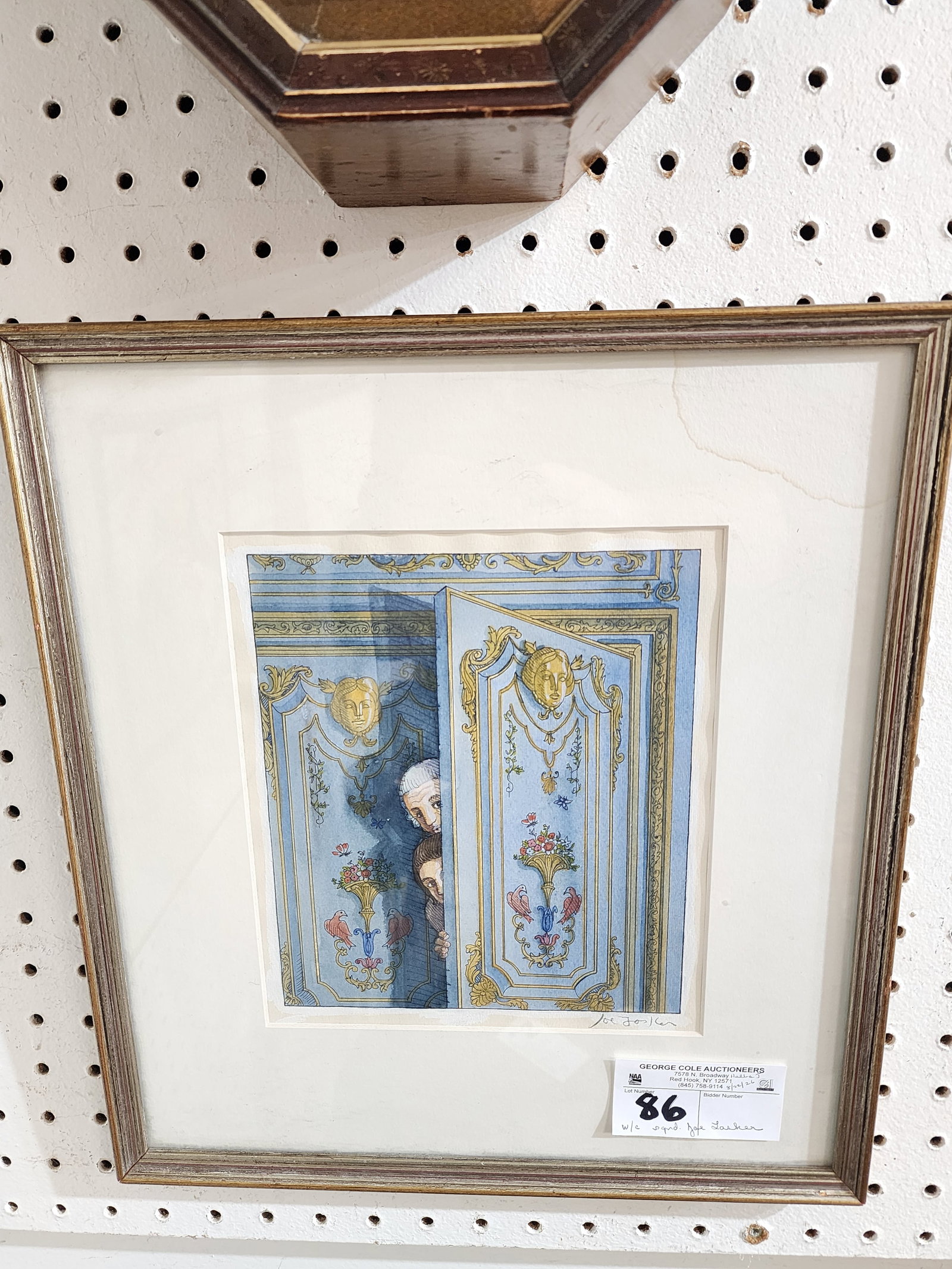Framed W/C "Peeking At The Prince" Sgnd Joe Lasker 8 1/2" X 7 1/2" w/Frame 14 1/2" X 13": Framed W/C "Peeking At The Prince" Sgnd Joe Lasker 8 1/2" X 7 1/2" w/Frame 14 1/2" X 13"