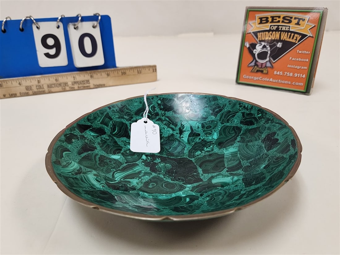 Malachite Bowl 1 3/4" H X 7 1/2" Diam.: Malachite Bowl 1 3/4" H X 7 1/2" Diam.