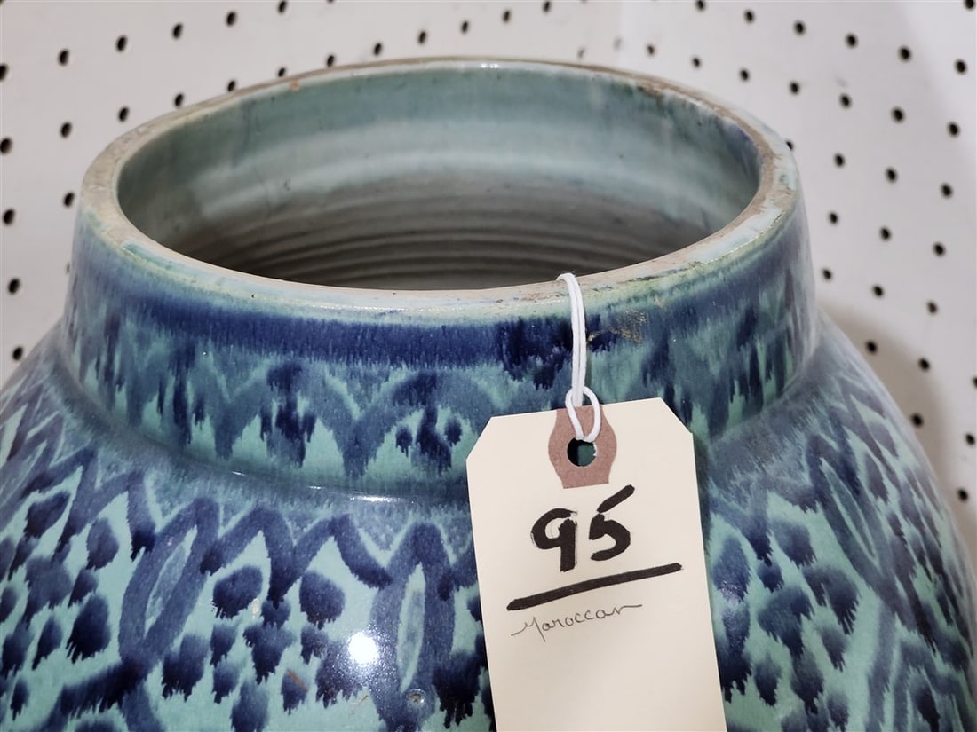 Moroccan Glazed Pottery Vase 18" - 2