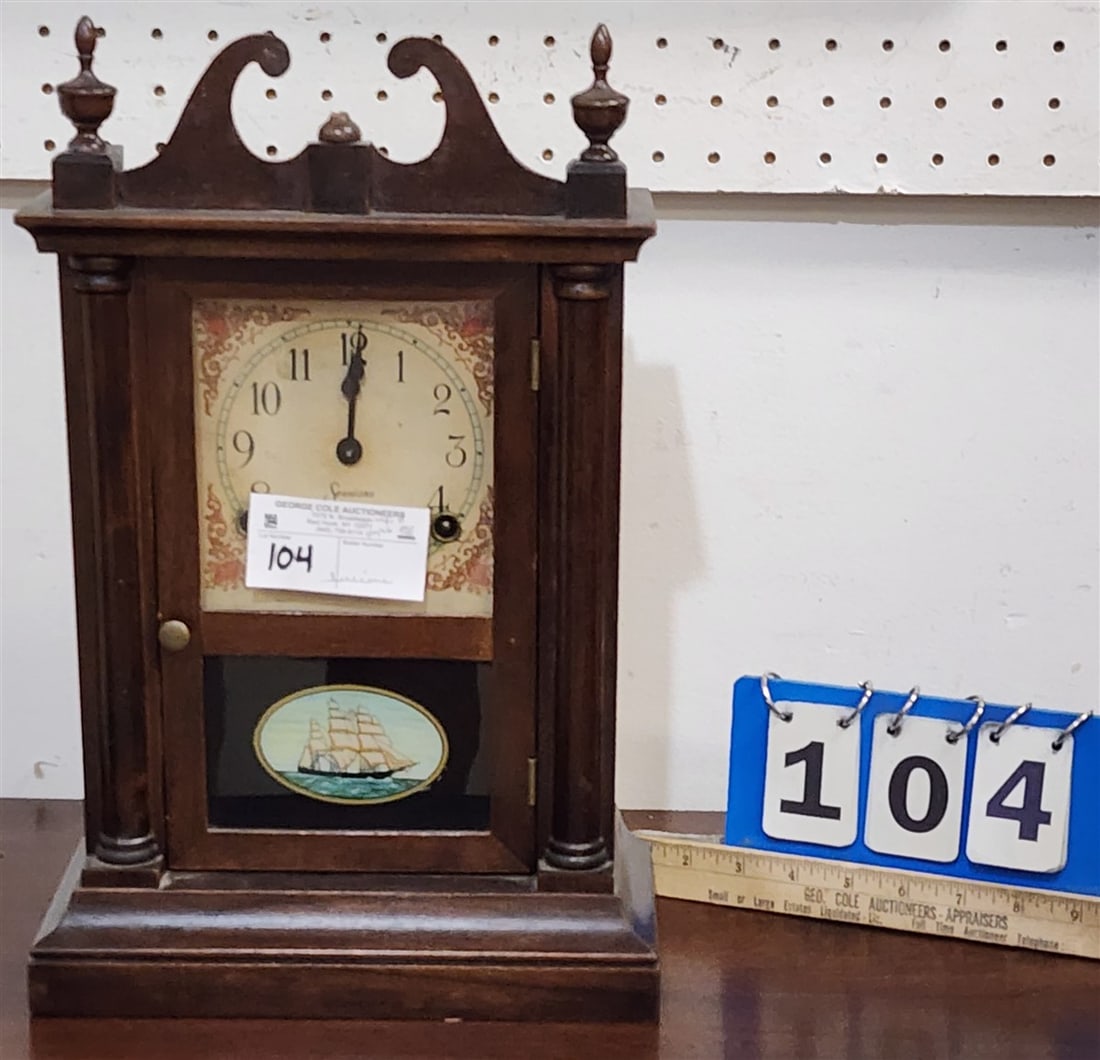 Sessions Mahogany Mantle Clock 16" H X 10 1/4" W X 5" D (1 of 3)