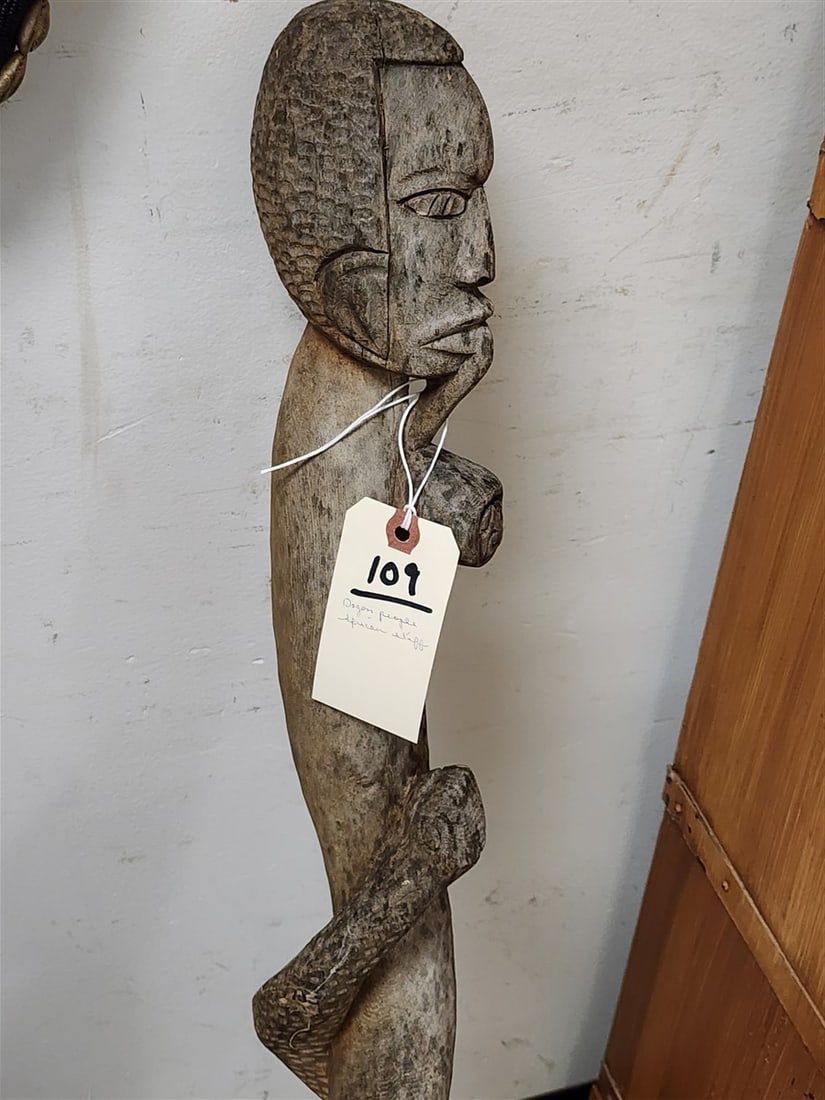 African Hand Carved Wooden Staff Dogon People Of Mali 37" H (1 of 4)