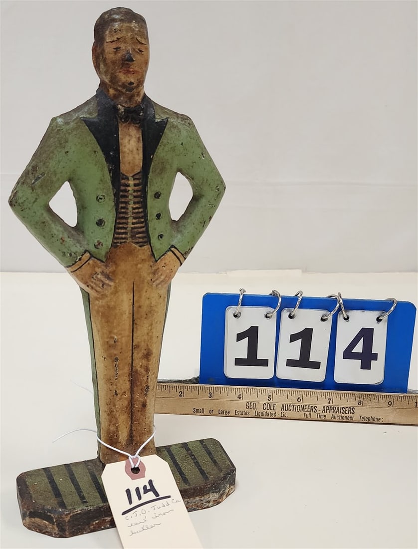 C.J.O. Judd Co. Cast Iron Butler Doorstop 12 3/4" (1 of 2)