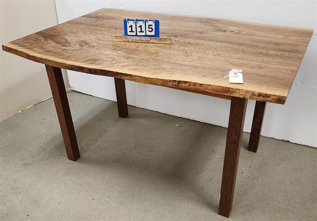 Custom Walnut Slab Top Table 30 1/2" H X 37" W X 52 1/2" D: Custom Walnut Slab Top Table 30 1/2" H X 37" W X 52 1/2" D