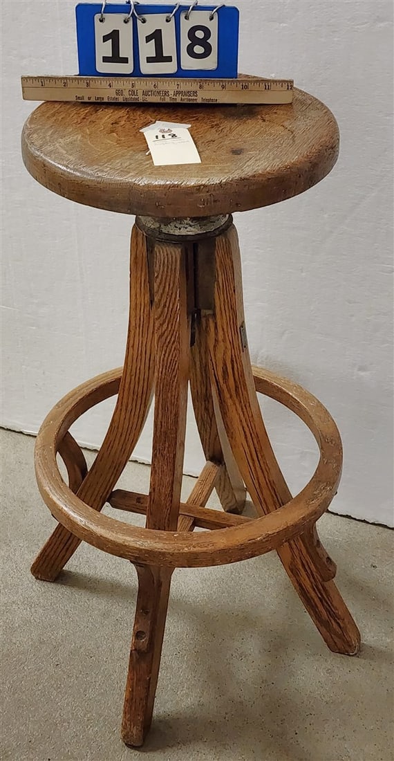 C1900 Oak Drafting Stool (1 of 2)