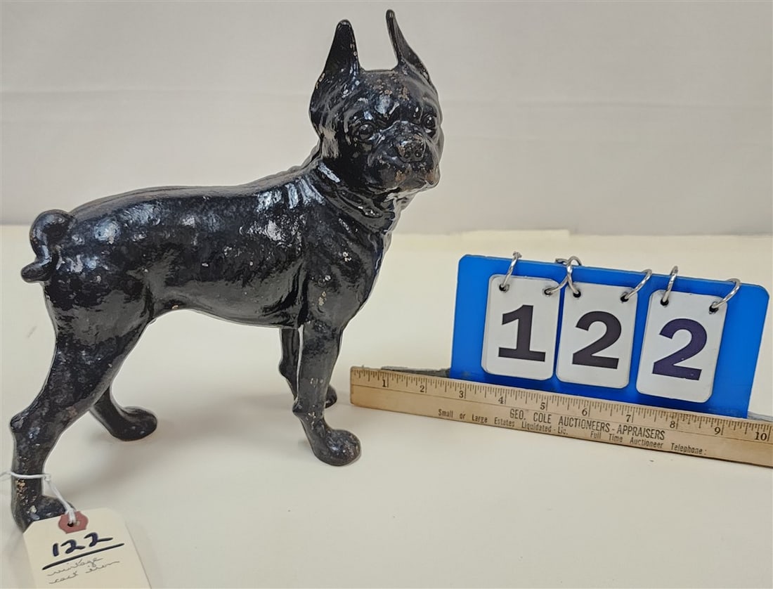 Vintage Boston Terrior Cast Iron Doorstop 10" H X 9 1/2" L (1 of 2)