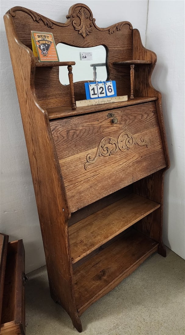 Oak Larkin Fall Front Desk 62" H X 30 1/2" W X 12" D: Oak Larkin Fall Front Desk 62" H X 30 1/2" W X 12" D
