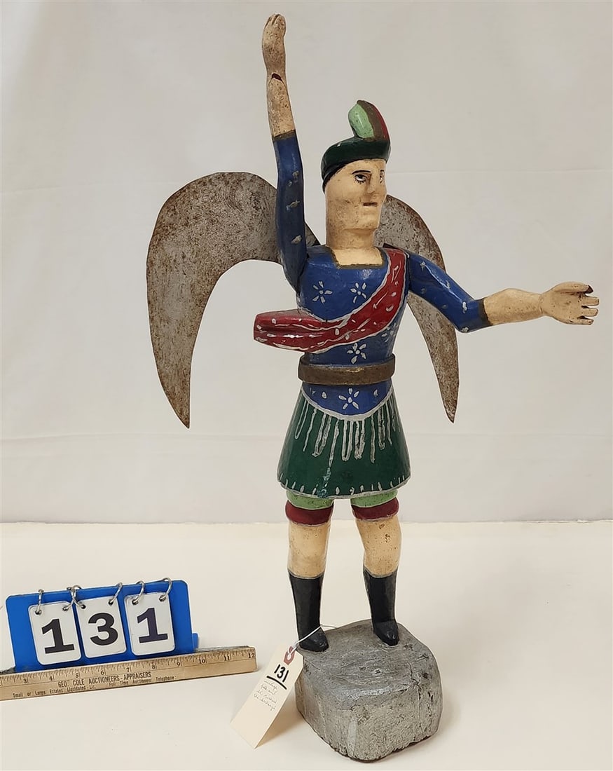 Wood Carved Vintage Folk Art Figure St. Michael 24 1/2" H (1 of 3)