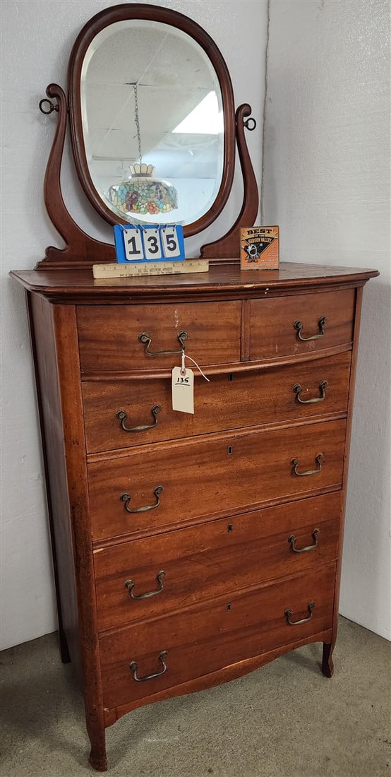C1900 Mahogany 6 Drawer Dresser 71" H X 32" W X 21" D: C1900 Mahogany 6 Drawer Dresser 71" H X 32" W X 21" D