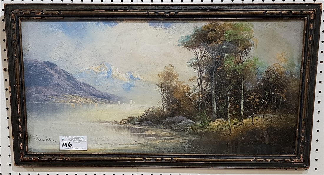 Framed Pastel Landscape Sgnd Chandler 13 1/2" X 27 1/2" w/Frame 16 1/2" X 30 1/2": Framed Pastel Landscape Sgnd Chandler 13 1/2" X 27 1/2" w/Frame 16 1/2" X 30 1/2"