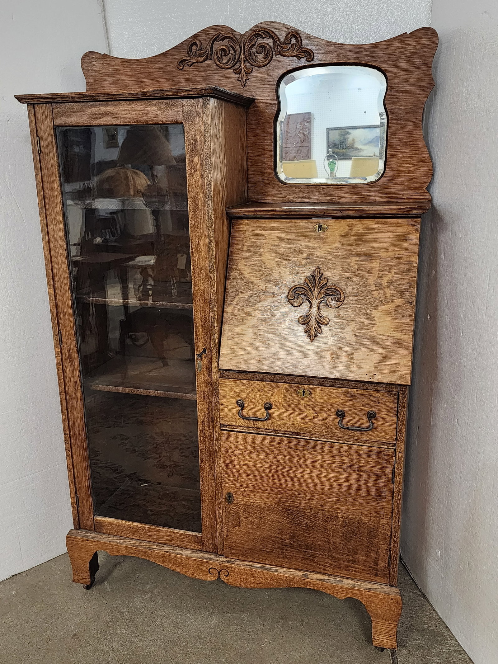 Oak Side By Side 64" H X 38" W X 12 1/2" D (1 of 4)