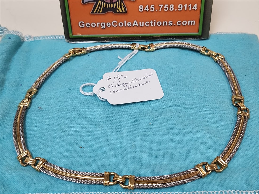 Philippe Charriol 18k & Stainless Steel Cable Necklace: Philippe Charriol 18k & Stainless Steel Cable Necklace