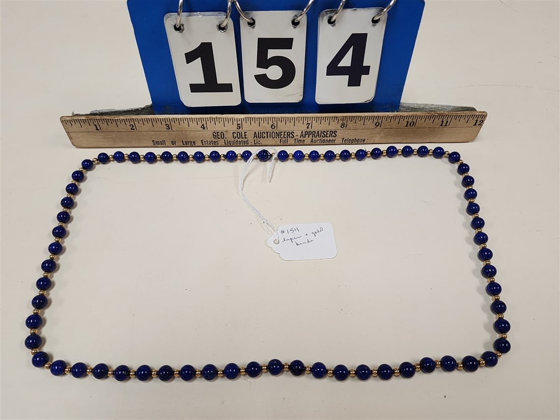 Lapis & Gold Bead Neckalce 36": Lapis & Gold Bead Neckalce 36"