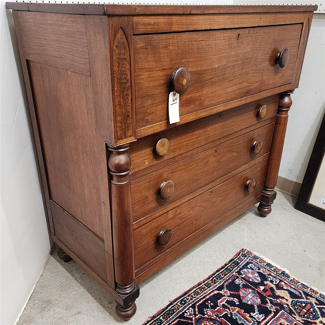 Empire Walnut & Mahogany 4 Drawer Chest 43 1/2" H X 44" W X 22 1/2" D: Empire Walnut & Mahogany 4 Drawer Chest 43 1/2" H X 44" W X 22 1/2" D