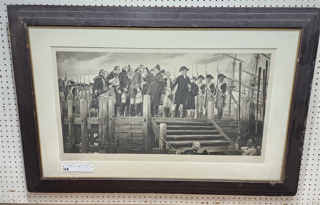 Vintage Framed 1903 Print Of Washington Bidding Farewell To The Army Pencil Sgnd Anthony Gow (1 of 5)