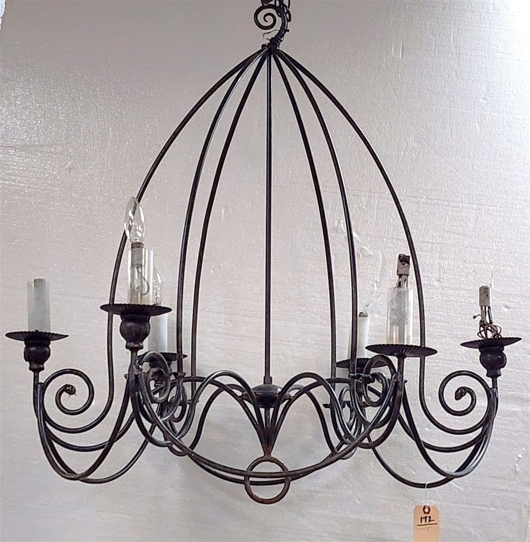Wrought 6 Arm Chandelier 36" H X 34" Diam. (1 of 3)