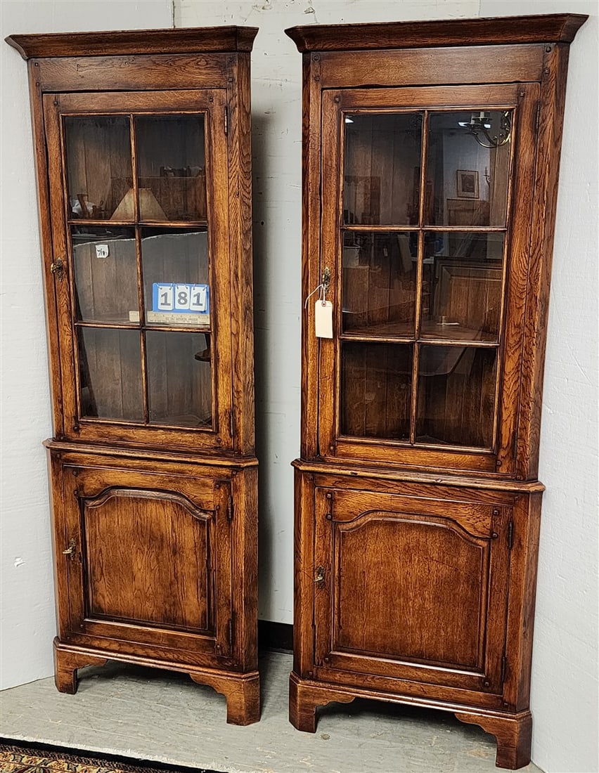 Pr. Oak 2 Door Corner Cupboards 6'1" X 26" W X 16" D (1 of 3)