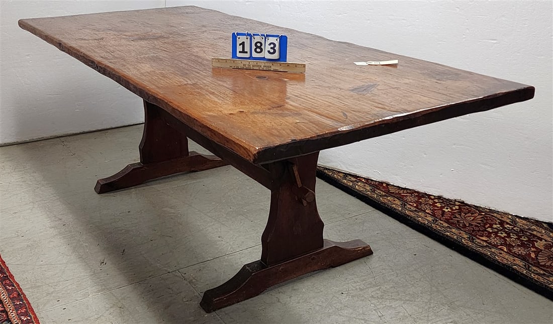 Hunt Furniture Pine Trestle Table 29 1/2" H X 7' L X 36" W (1 of 5)