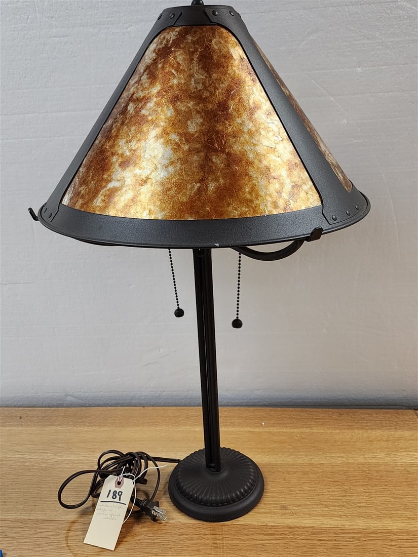 Arts & Crafts Style Table Lamp w/Mica Panel Shade 28" H X 15" Diam. (1 of 5)