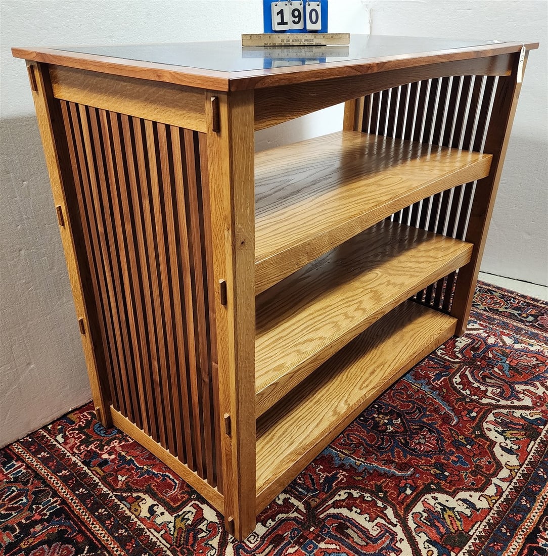 Custom Mission Style Oak 4 Tier Stand w/Slate Top 42" H X 52" W X 26 1/2" D (1 of 3)