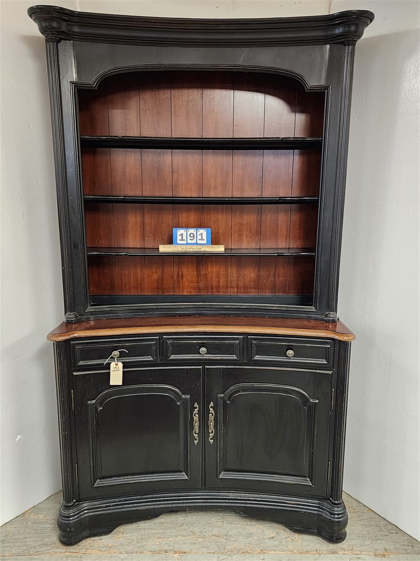 Ebonized 3 Drawer Over 2 Door Hutch 7'1" H X 50" W X 18" D: Ebonized 3 Drawer Over 2 Door Hutch 7'1" H X 50" W X 18" D