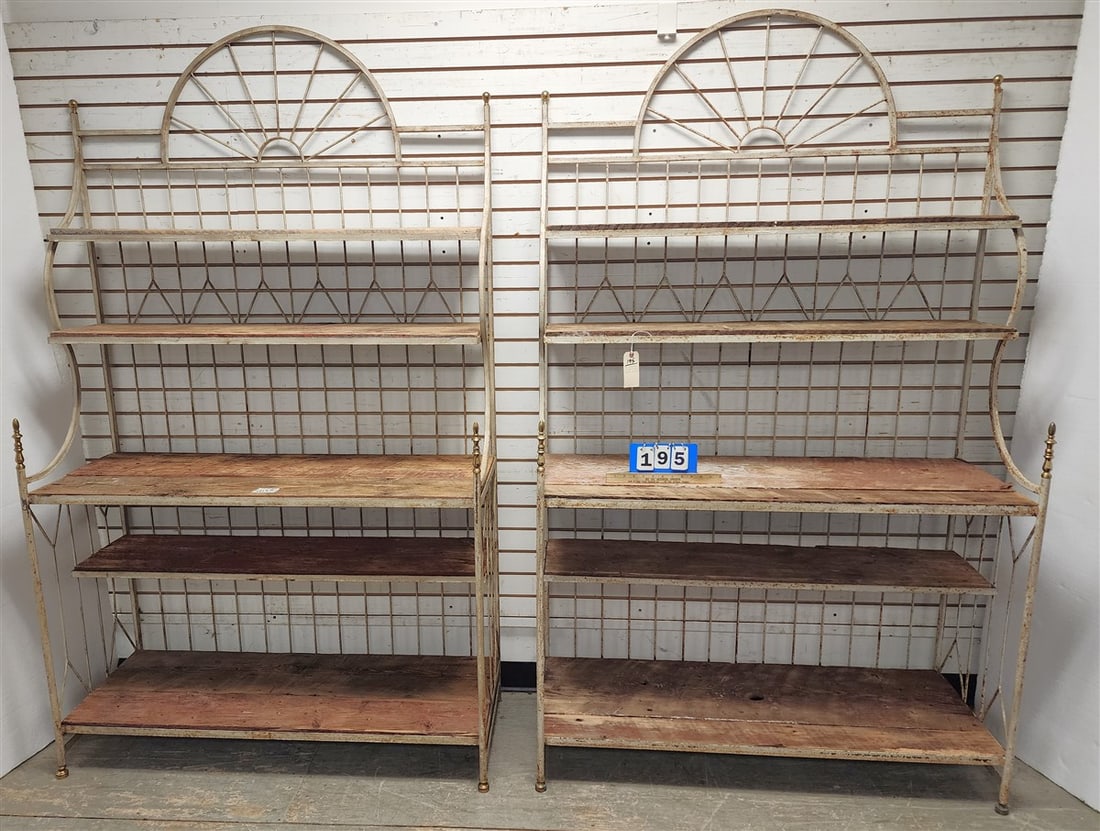 Pr. Vintage Wrought & Brass Bakers Racks 6'9" H X 4' W X 17" D (1 of 4)