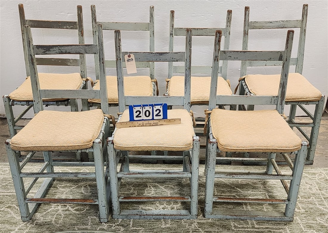 Primitve French Canadian Chairs w/Leather Strap Seats 33" H X 16" W X 14" D (1 of 4)
