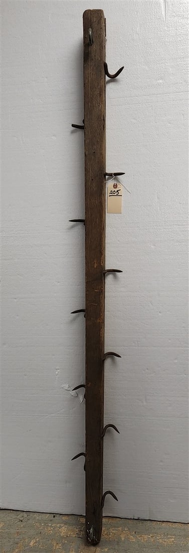 Antique French Butcher Bar w/Wolf Tooth Hooks 2 3/4" H X 70 1/2" L (1 of 4)