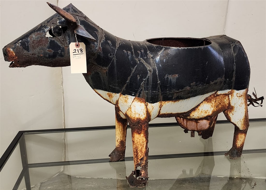 Folk Art Metal Cow Planter 26" H X 43" L X 11" D (1 of 4)